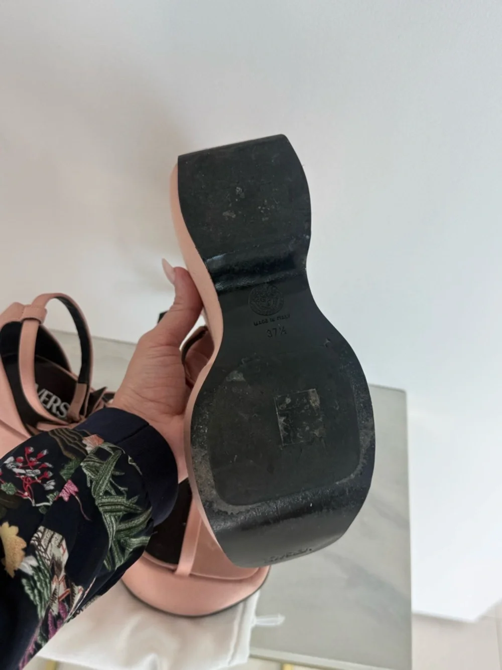 Versace Rose-Tone Platform Wedge Sandals with Ankle Strap - Picture 5 of 5